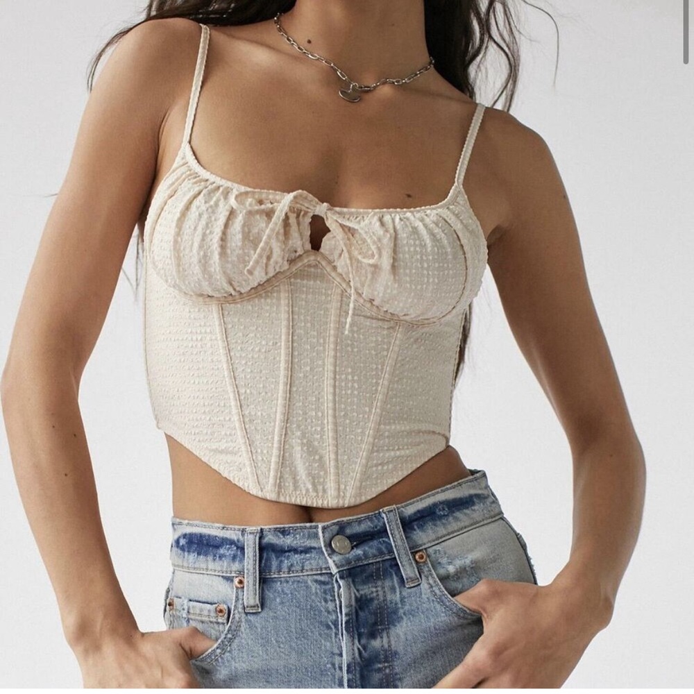Gingham Cream Lace Corset Top